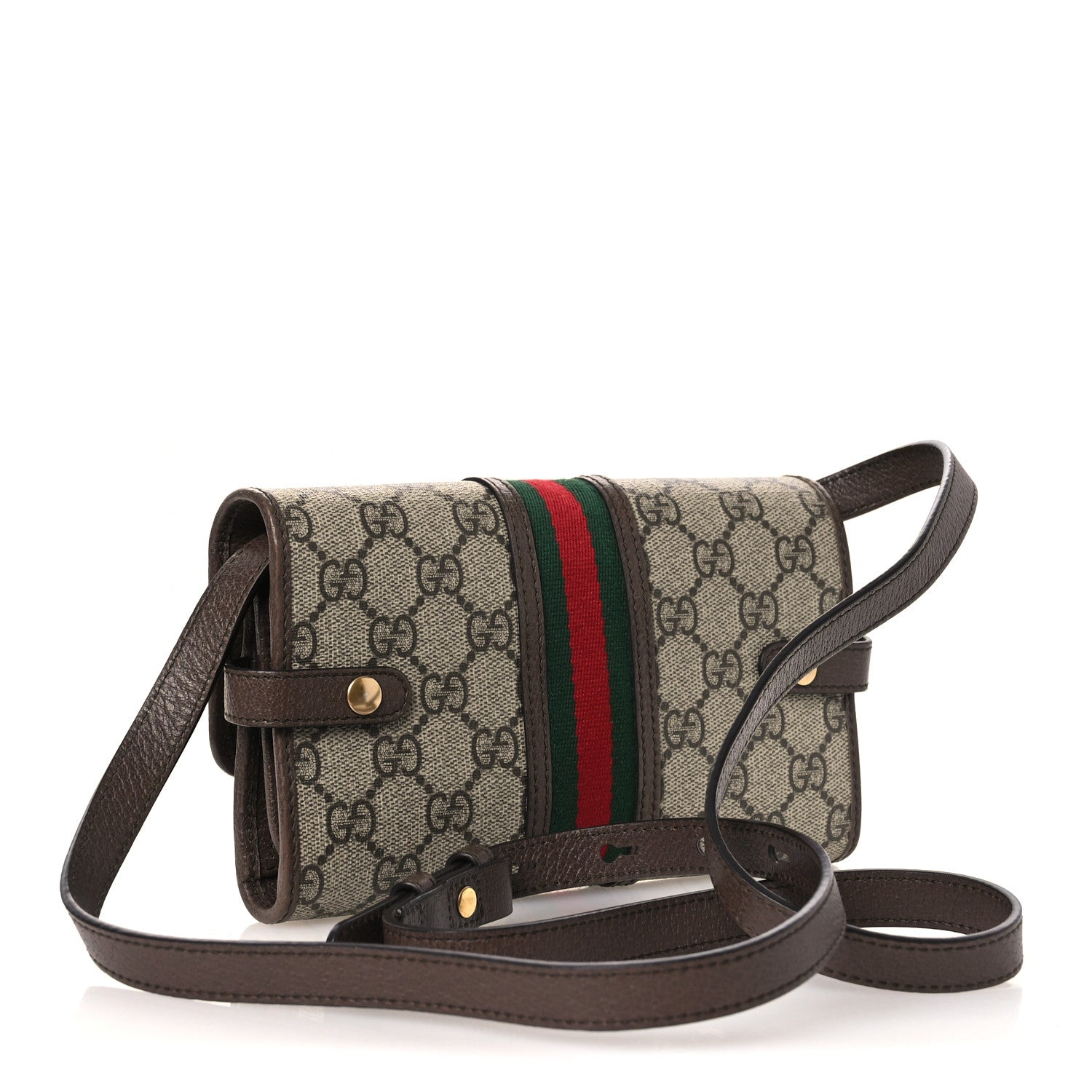 GG Supreme Monogram Web Ophidia Crossbody Wallet Beige New Acero