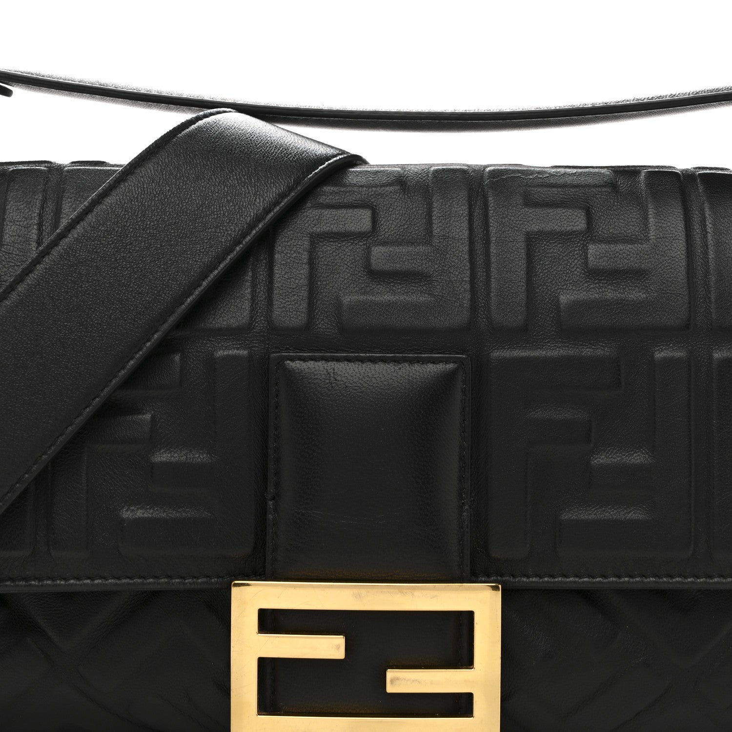 Nappa FF 1974 Embossed Large Baguette Black