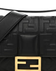 Nappa FF 1974 Embossed Large Baguette Black