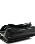 Crinkled Calfskin Matelasse Monogram Large Niki Chain Satchel Black