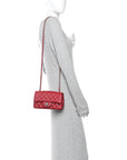 Caviar Quilted Mini Rectangular Flap Dark Red