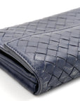Nappa Intrecciato Continental Flap Wallet Dark Blue