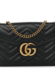 Calfskin Matelasse GG Marmont Chain Wallet Black