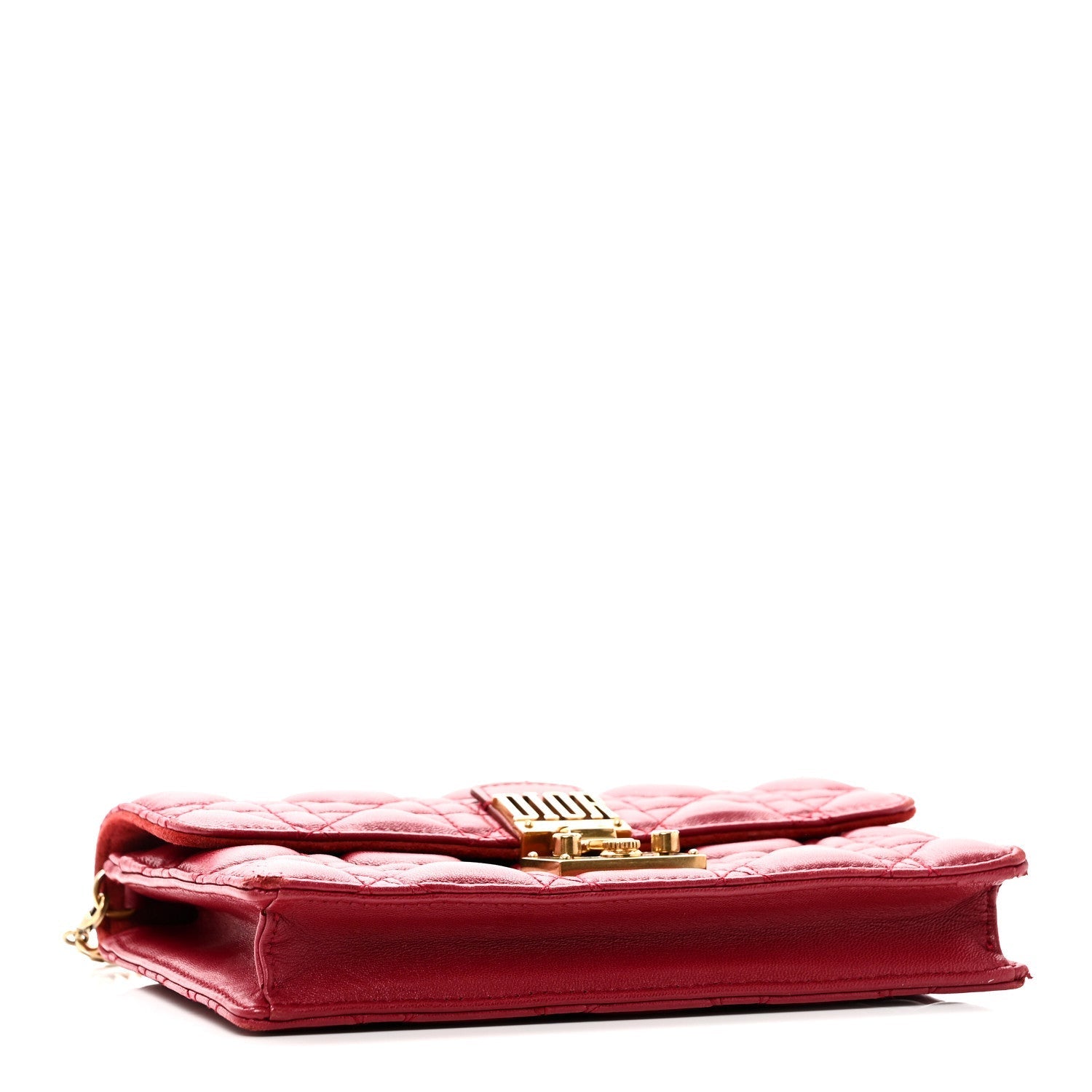 Lambskin Cannage D1ORaddict Wallet On Chain Clutch Fuchsia