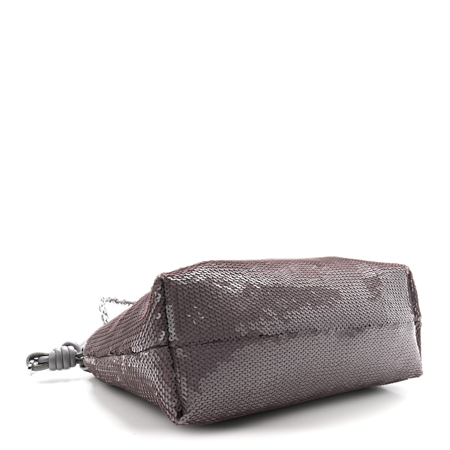 Sequin Medium Donut Chain Flamenco Knot Clutch Grey