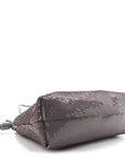 Sequin Medium Donut Chain Flamenco Knot Clutch Grey