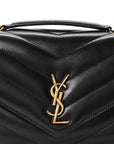 Lambskin Chevron Quilted Medium Loulou Black