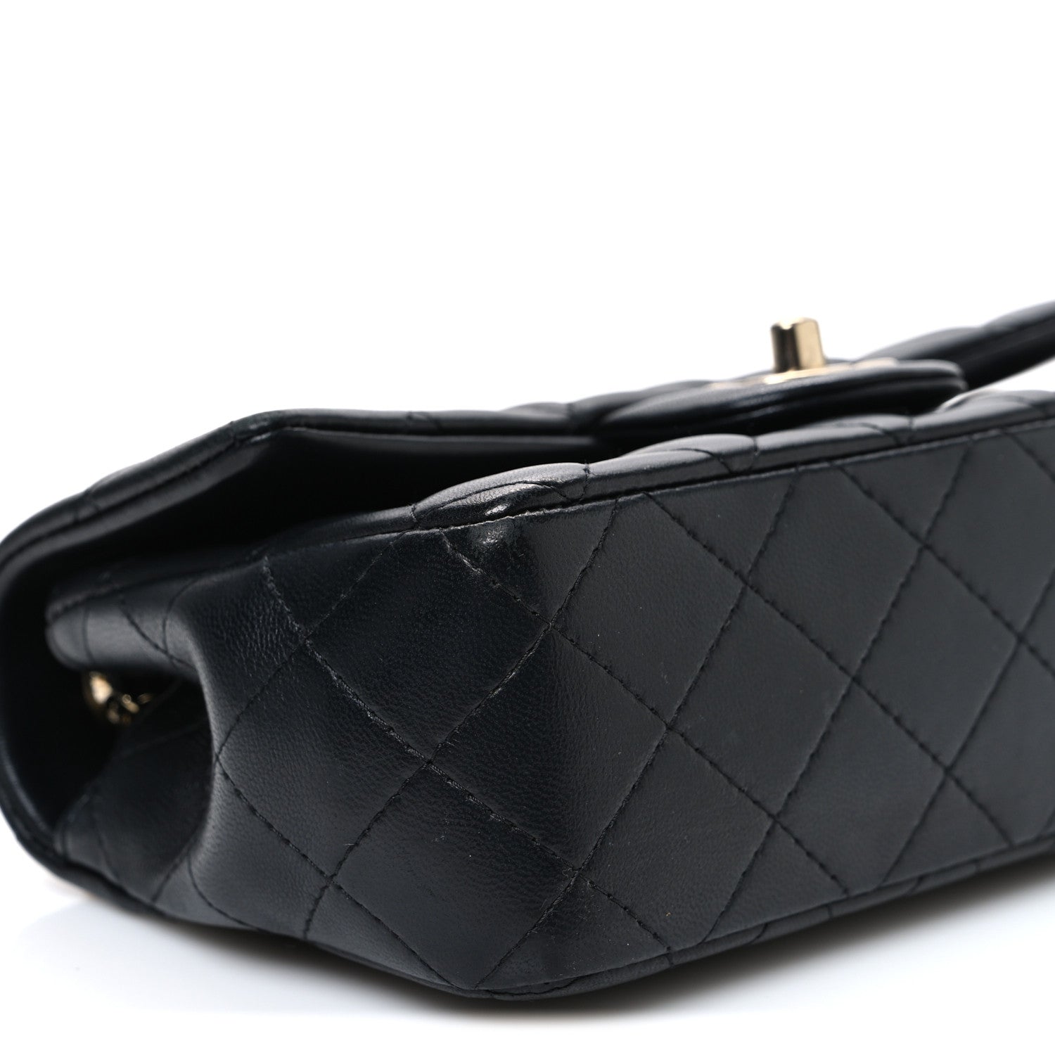 Lambskin Quilted Mini Rectangular Flap Black