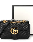 Calfskin Matelasse Mini GG Marmont Shoulder Bag Black