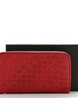 Nappa Intrecciato Zip Around Wallet Red