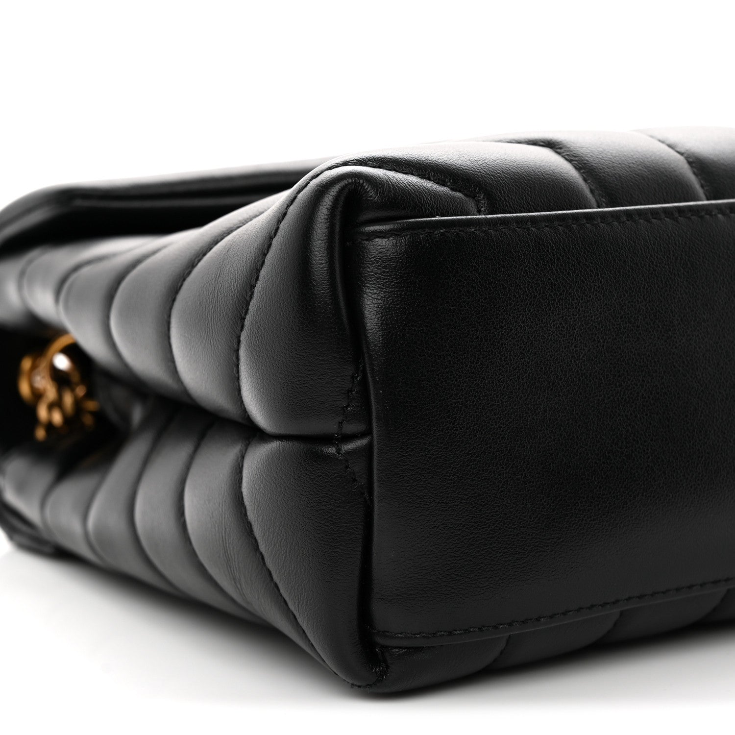Calfskin Y Quilted Monogram Small Loulou Chain Satchel Black