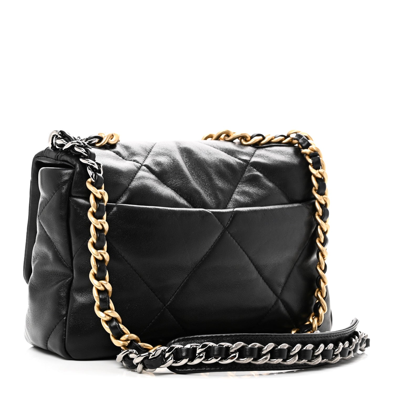 Lambskin Quilted Medium CHNL 19 Flap Black