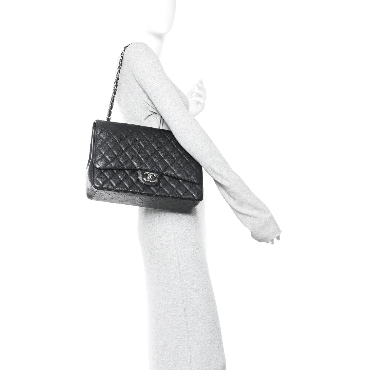 Caviar Quilted Maxi Double Flap Black