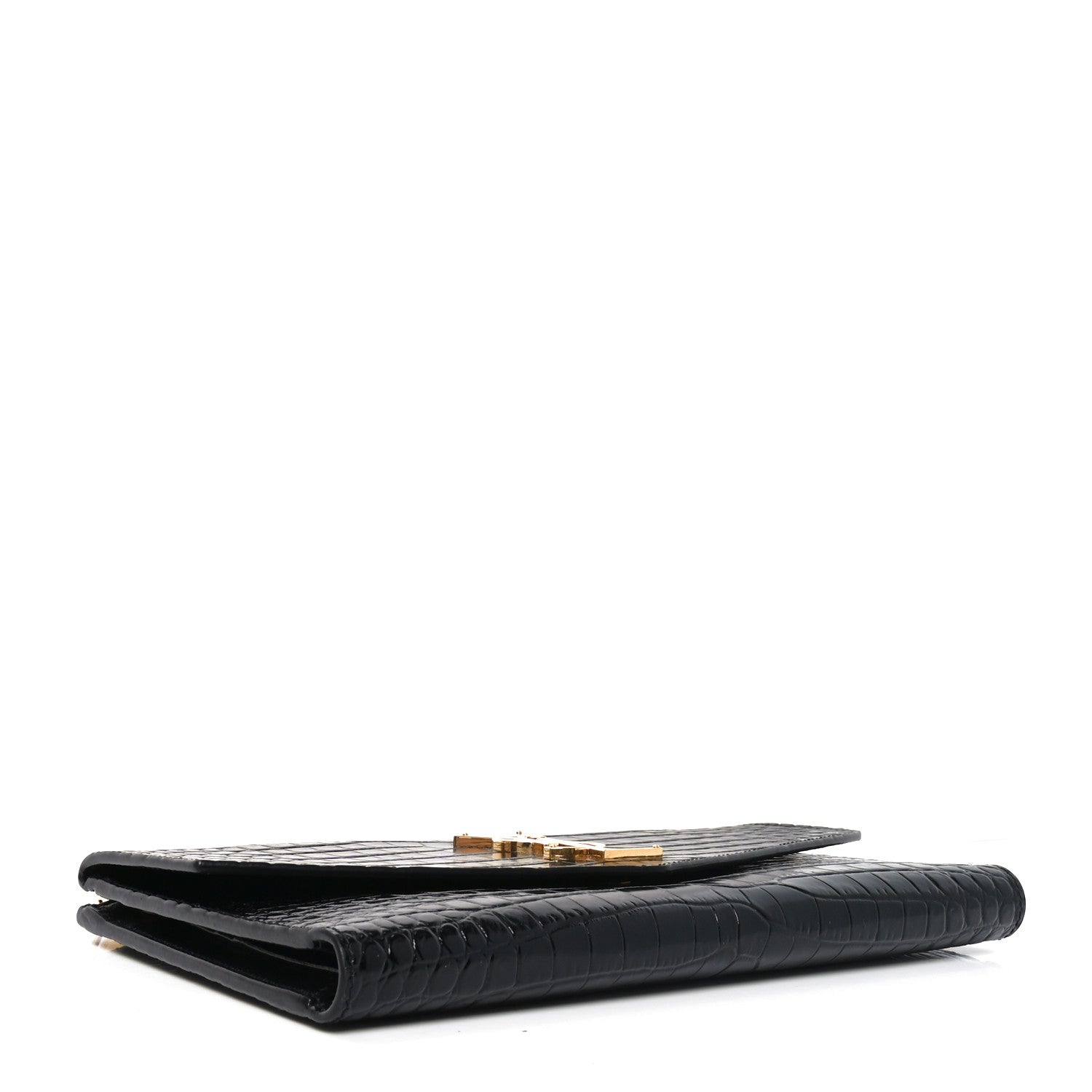 Calfskin Crocodile Embossed Monogram Uptown Wallet Black