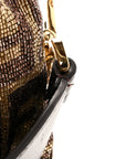 Vitello King Beaded Zucca Baguette Mogano Panna Ebano