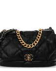 Goatskin Quilted Maxi CHNL 19 Flap Black
