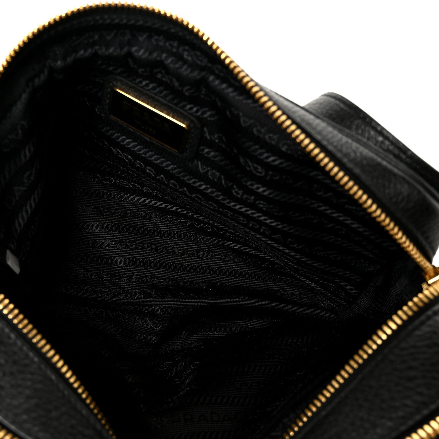 Vitello Daino Medium Double Zip Shoulder Bag Black