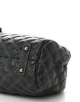 Calfskin Quilted Stam Dark Grey