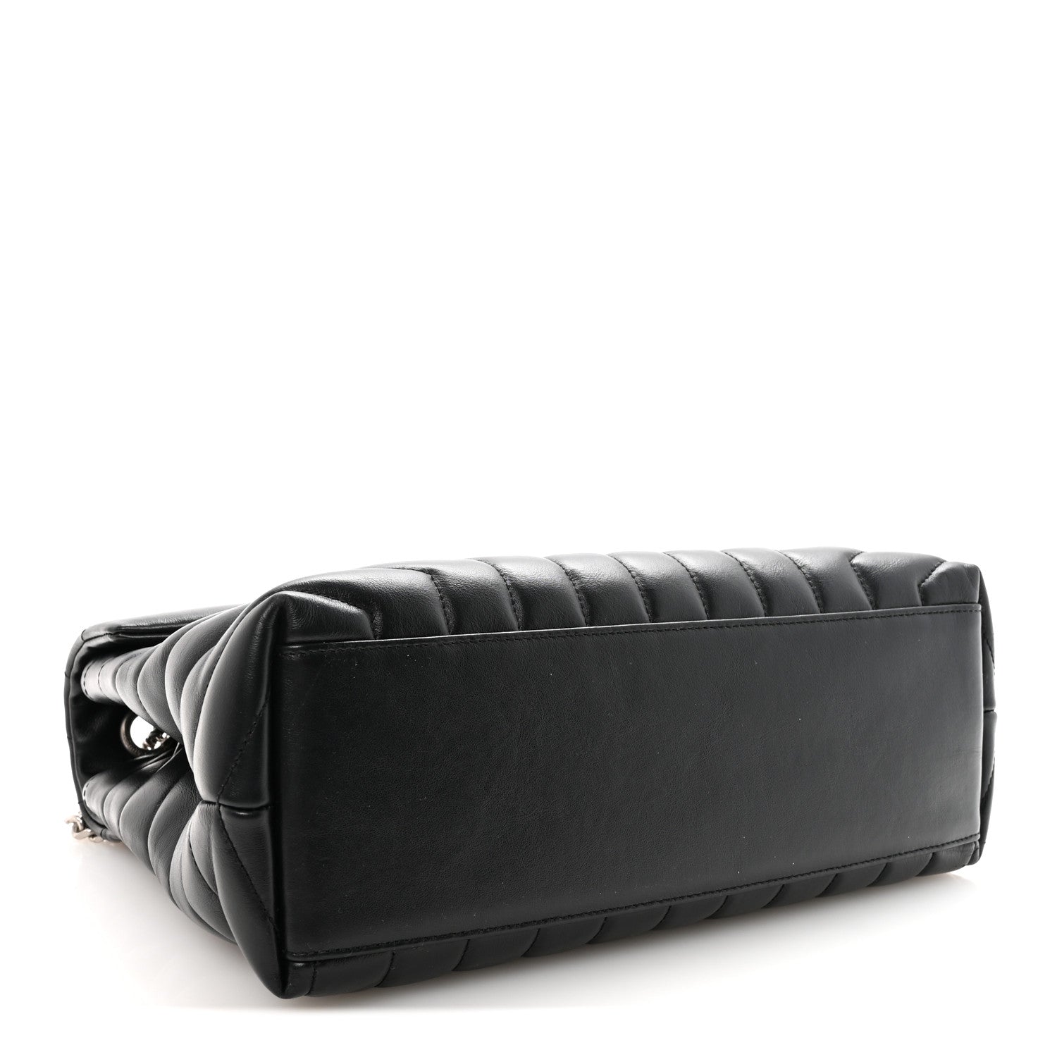 Calfskin Y Quilted Monogram Medium Loulou Chain Satchel Black