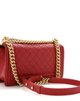 Caviar Quilted Medium Boy Flap Red