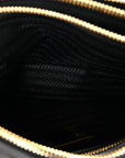 Tessuto Nylon Soft Calf Double Zip Crossbody Bag Black