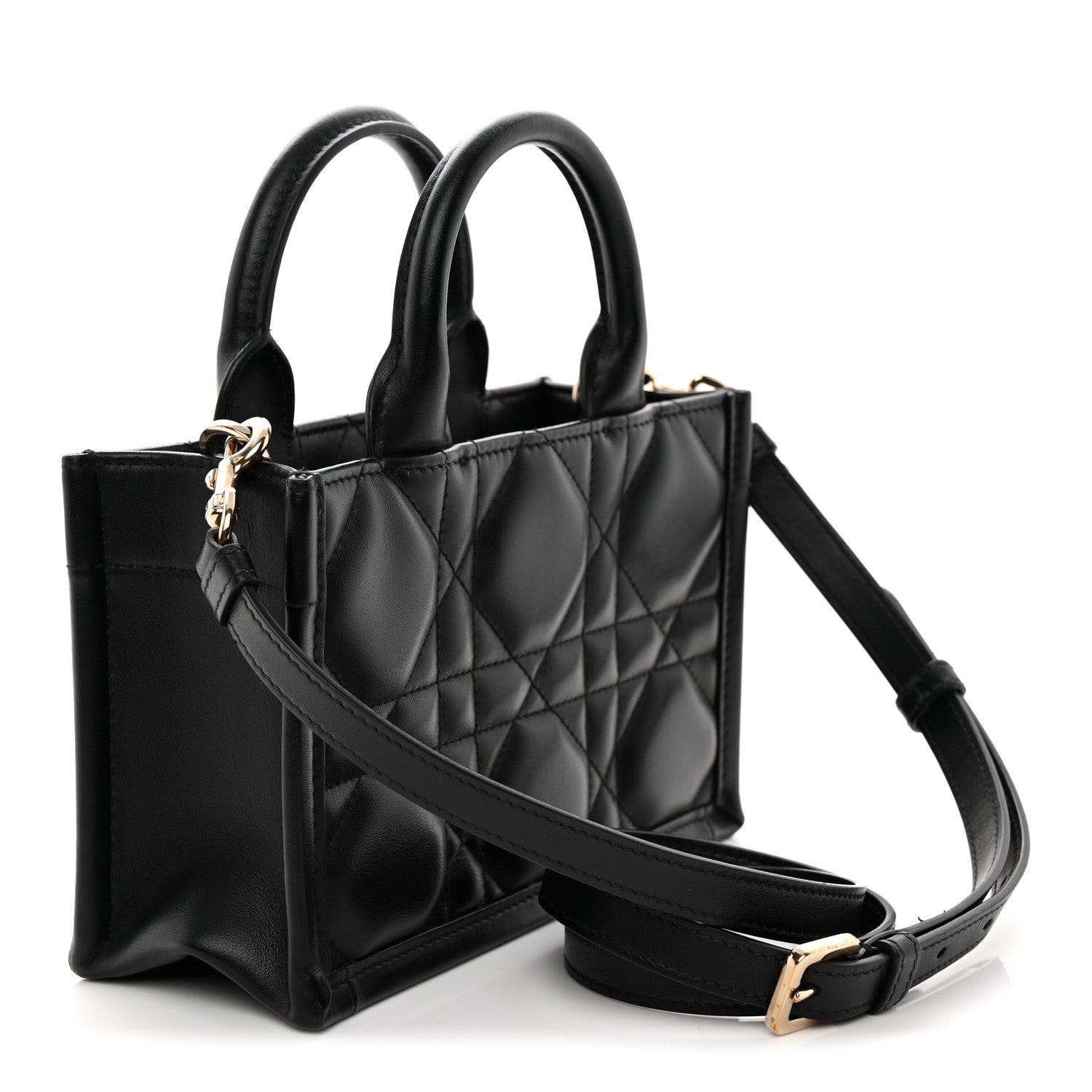 Calfskin Macrocannage Mini Book Tote Black