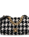 Tweed Quilted Large CHNL 19 Flap Black Ecru White