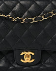 Caviar Quilted Medium Double Flap Black