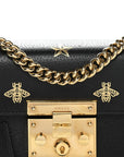 Grained Calfskin Bee Star Small Padlock Shoulder Bag Black