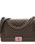 Iridescent Goatskin Quilted New Medium Boy Flap Bronze