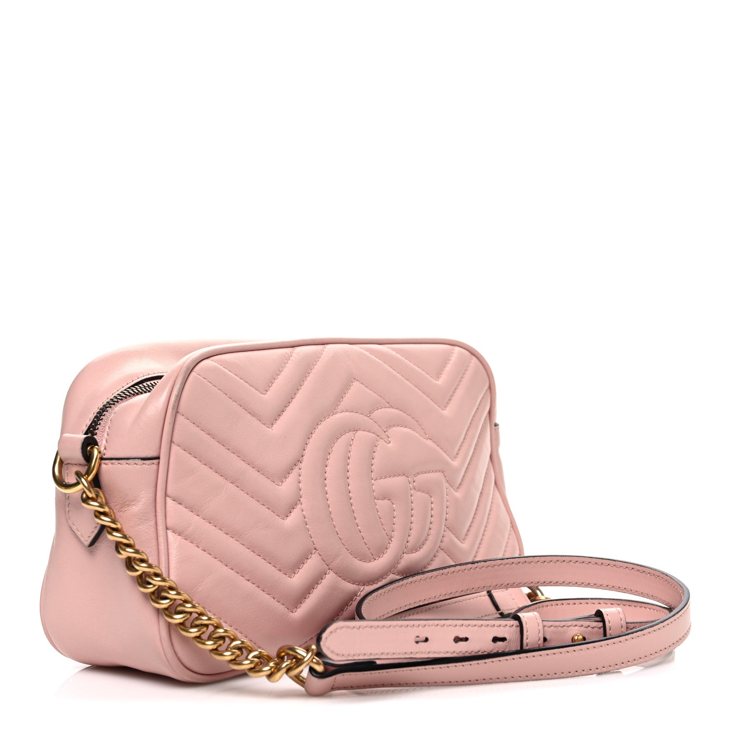 Calfskin Matelasse Small GG Marmont Chain Shoulder Bag Perfect Pink