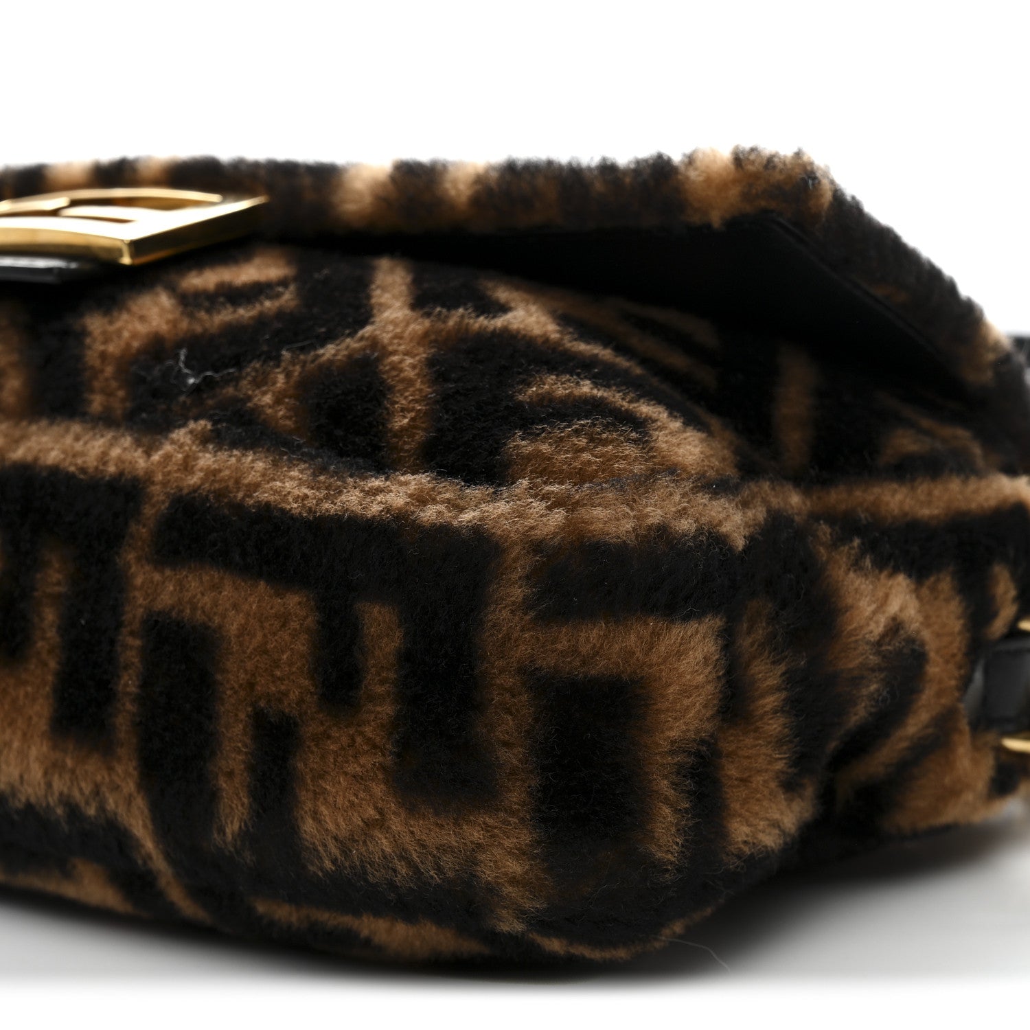 Shearling Vitello Dolce Macro FF 1974 Baguette Tobacco Black