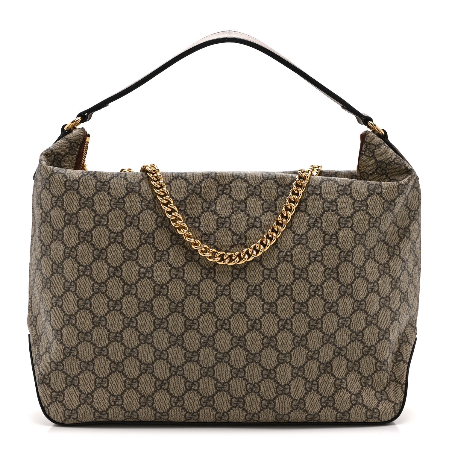 GG Supreme Monogram Large Linea A Hobo Light Brown