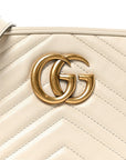 Calfskin Matelasse Small GG Marmont Chain Shoulder Bag White