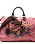 Satin Monogram Paris Tokyo Embroidered Speedy P9 Bandouliere 40 Dark Pink