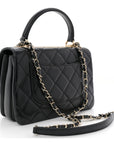 Lambskin Quilted Small Trendy CC Dual Handle Flap Bag Black