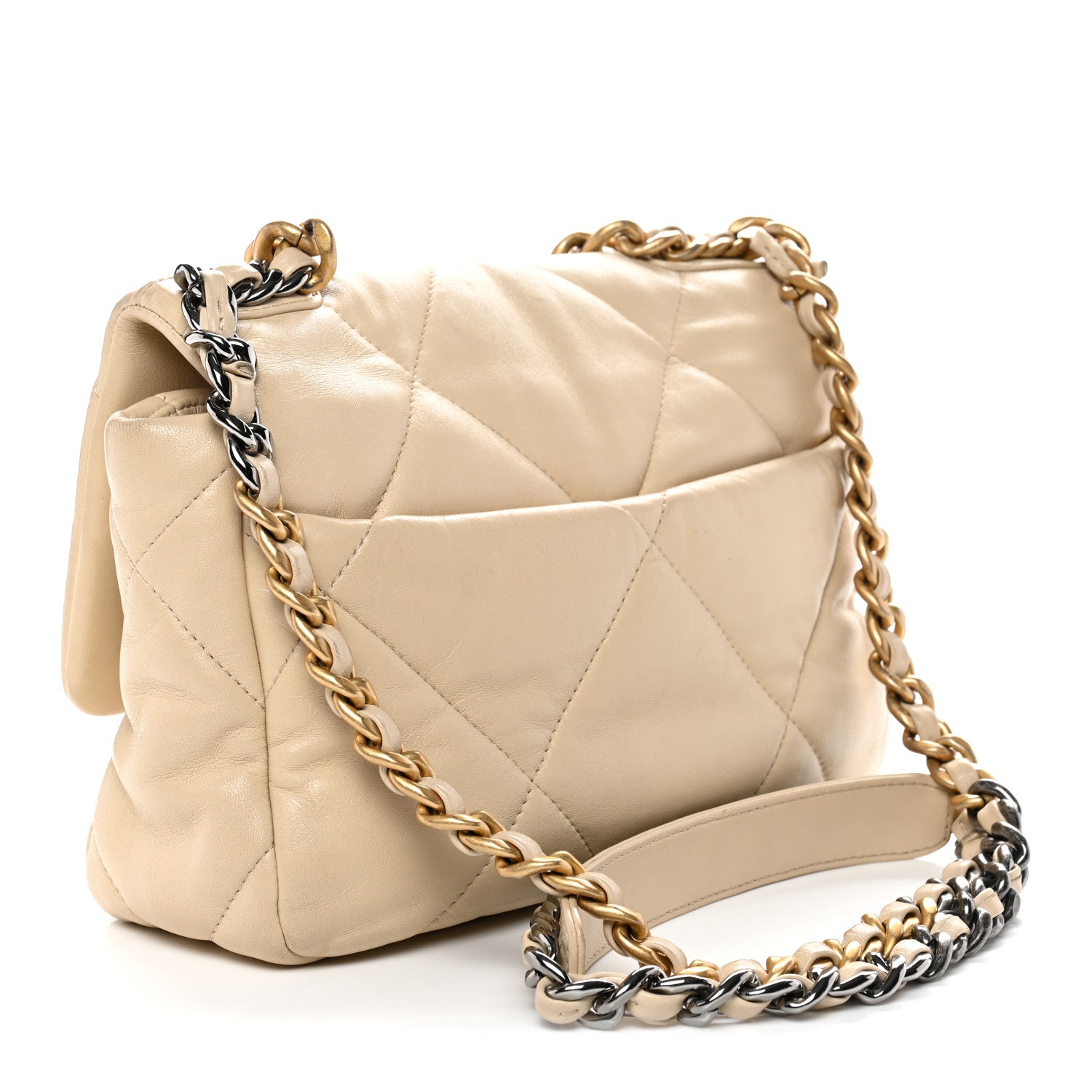Lambskin Quilted Medium CHNL 19 Flap Light Beige