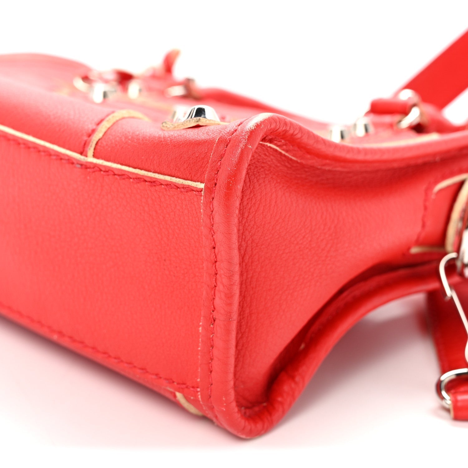 Supple Grained Calfskin Classic Silver Hardware Highlight Mini City Rouge Fraise