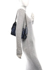 Metallic Caviar Quilted Mini CHNL 25 Handbag Dark Blue