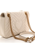 Calfskin Matelasse Small GG Marmont Shoulder Bag White