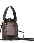 Mesh Vitello Grace F is FNDI FF 1974 Mini Mon Tresor Bucket Bag Marrone Black Ebano