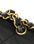 Lambskin Quilted Half Moon Flap Black