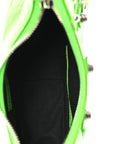 Extra Supple Calfskin Crocodile Embossed Le Cagole Shoulder Bag XS Acid Green