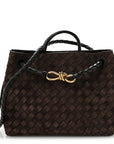 Suede Intrecciato Medium Andiamo Shoulder Bag Fondant