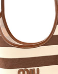 Canvas Calfskin Striped Ivy  Cacao Naturale