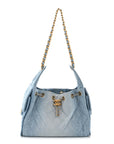 Washed Denim Quilted Small CHNL 25 Handbag Blue
