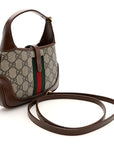 GG Supreme Monogram Azalea Calfskin Web Mini Jackie 1961 Hobo Beige Ebony Brown Sugar