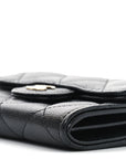 Caviar Quilted Flap Card Holder On Chain Black