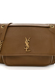Grained Lambskin Monogram Large Niki Chain Satchel Dark Cork