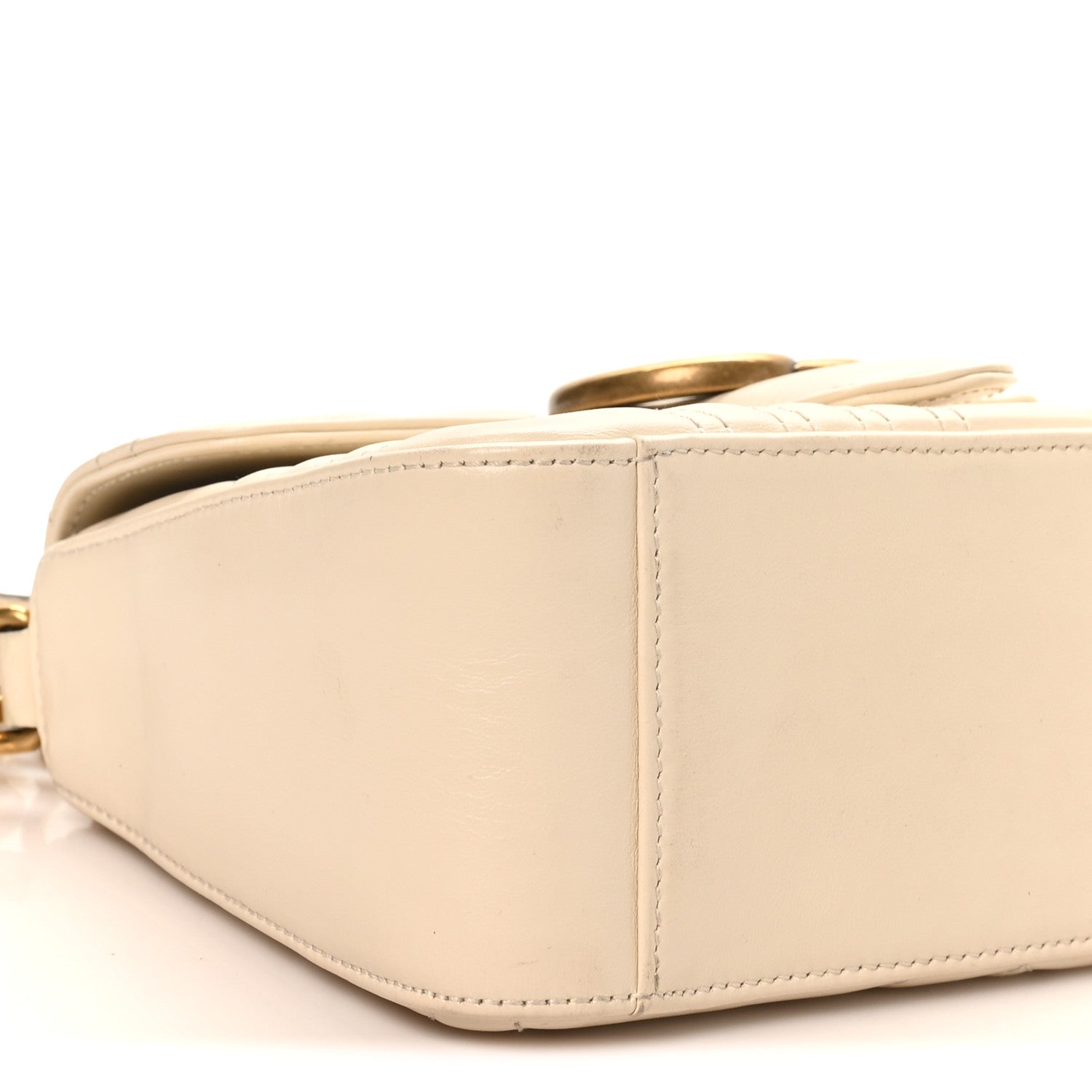 Calfskin Matelasse Mini GG Marmont Top Handle Shoulder Bag White